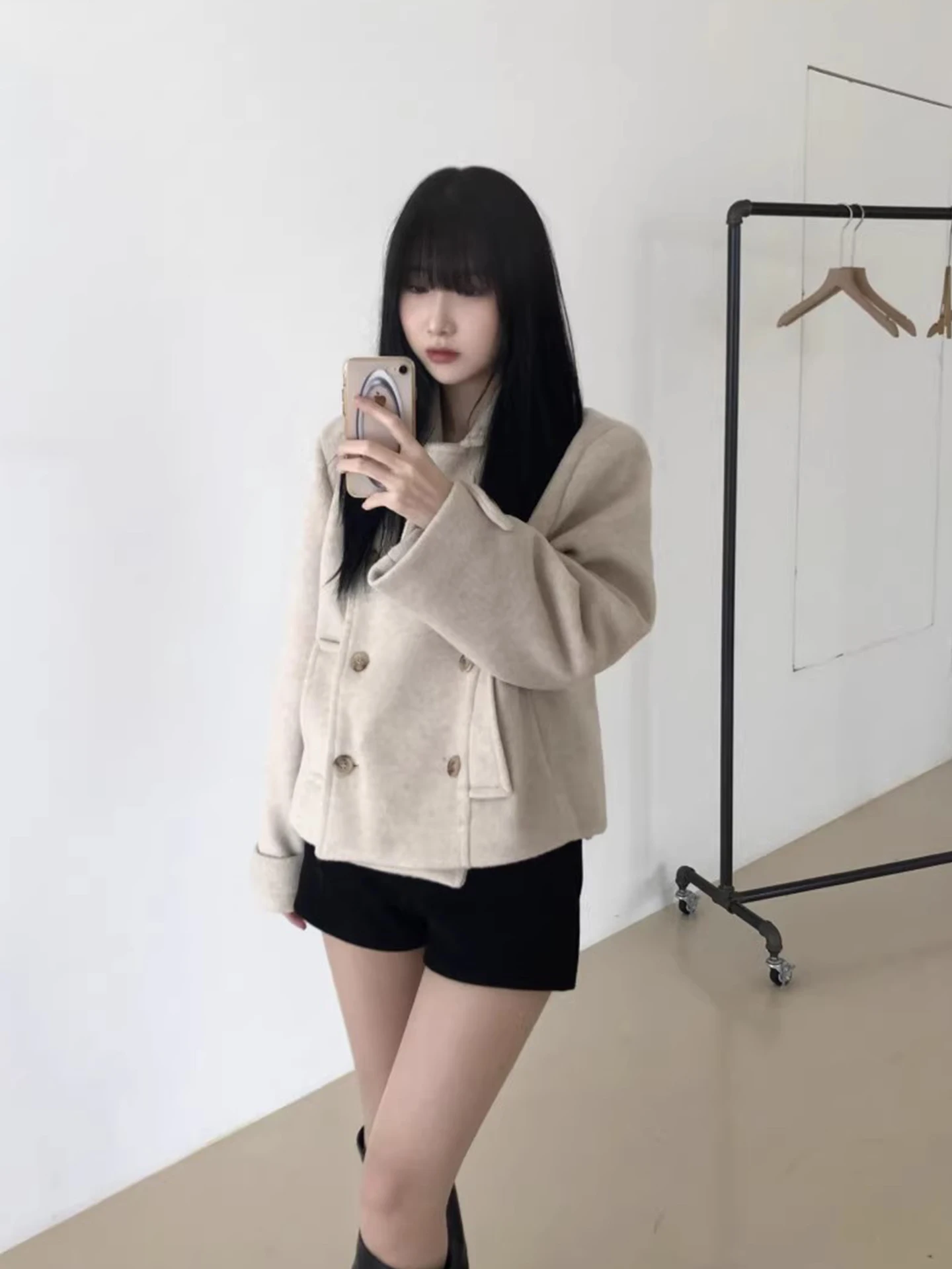 

Женское двубортное шерстяное пальто для колледжа, свободная посадка, зимнее новое поступление, модная верхняя одежда, корейский Sle