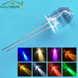 250Pcs 10mm Round Top Ultra Bright Emitting Diode LED White Red Green Blue Yellow UV Pink Orange Light Diodes Lamp Bulb Min Led