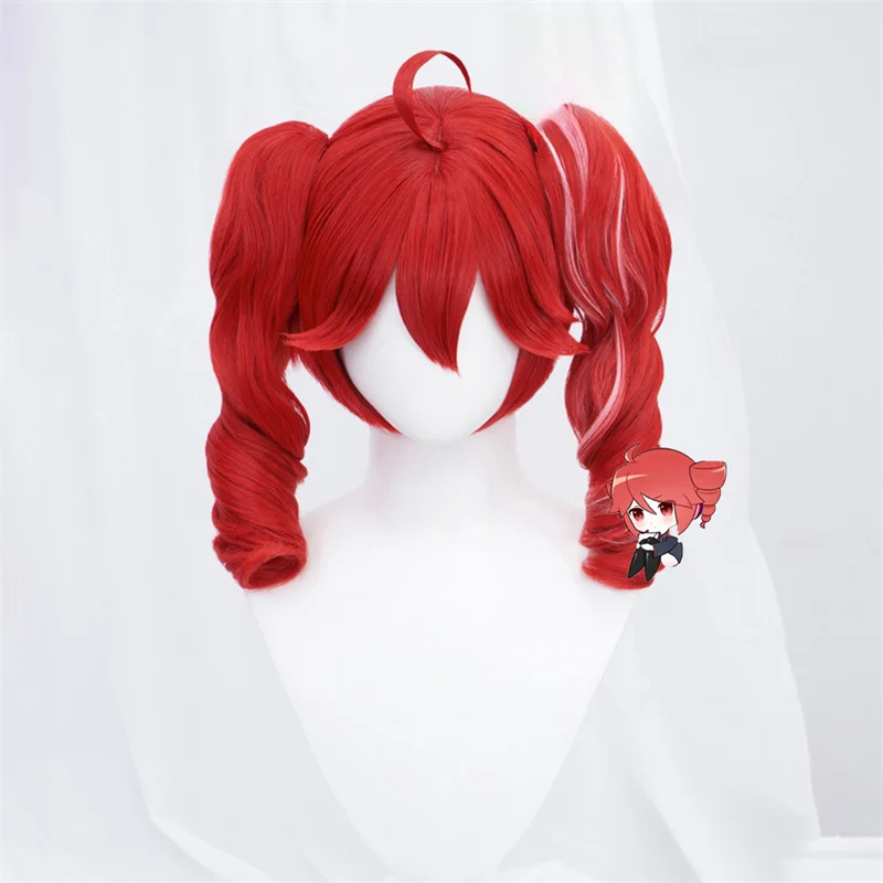 อะนิเมะ Kasane Teto คอสเพลย์วิกผมสีแดงลอนผมหางม้าคู่วิกผมทนความร้อนสูงหมวกเครื่องแต่งกายอุปกรณ์เสริมสําหรับผู้หญิงหญิง