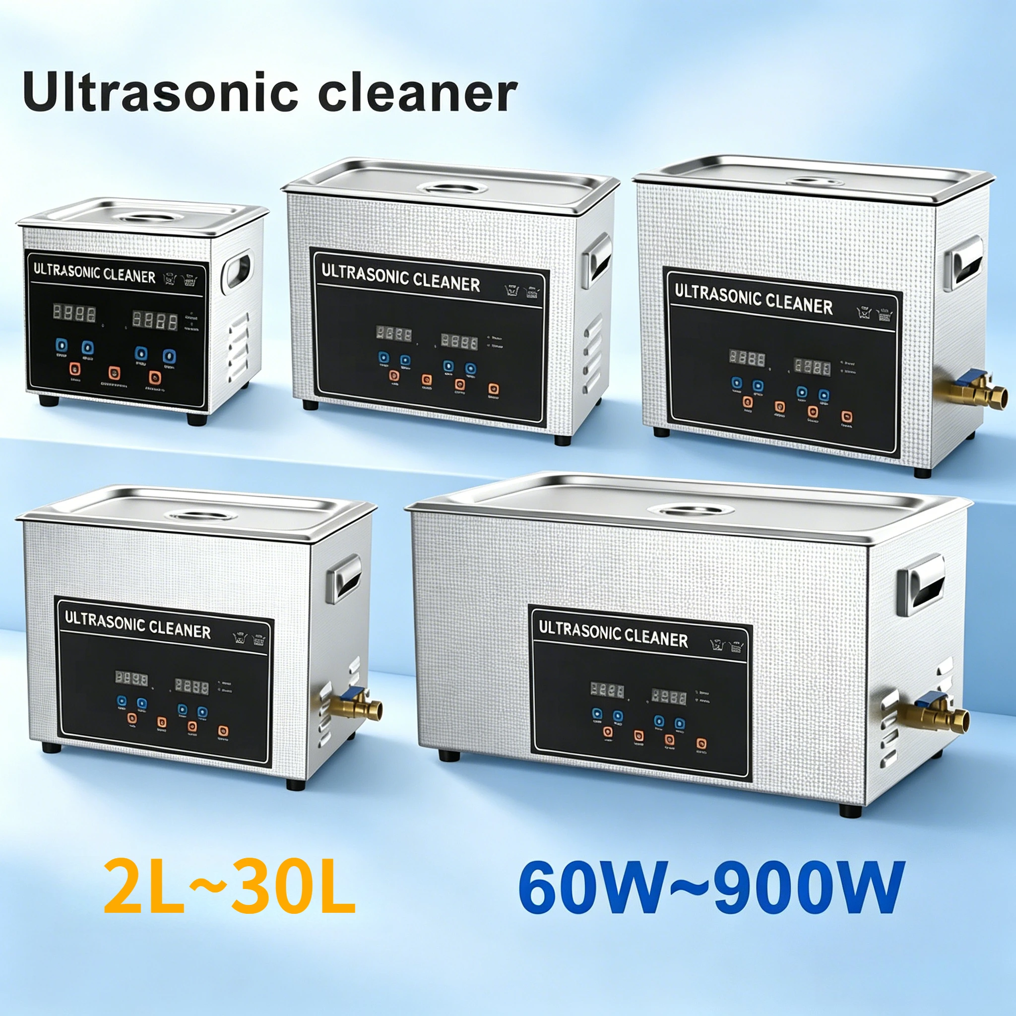 2L-30L Ultrasonic Cleaner 60W-600W Ultrasound Washing Bath Machine US EU UK AU Plug for Dental Jewelry Retainer Cleaning
