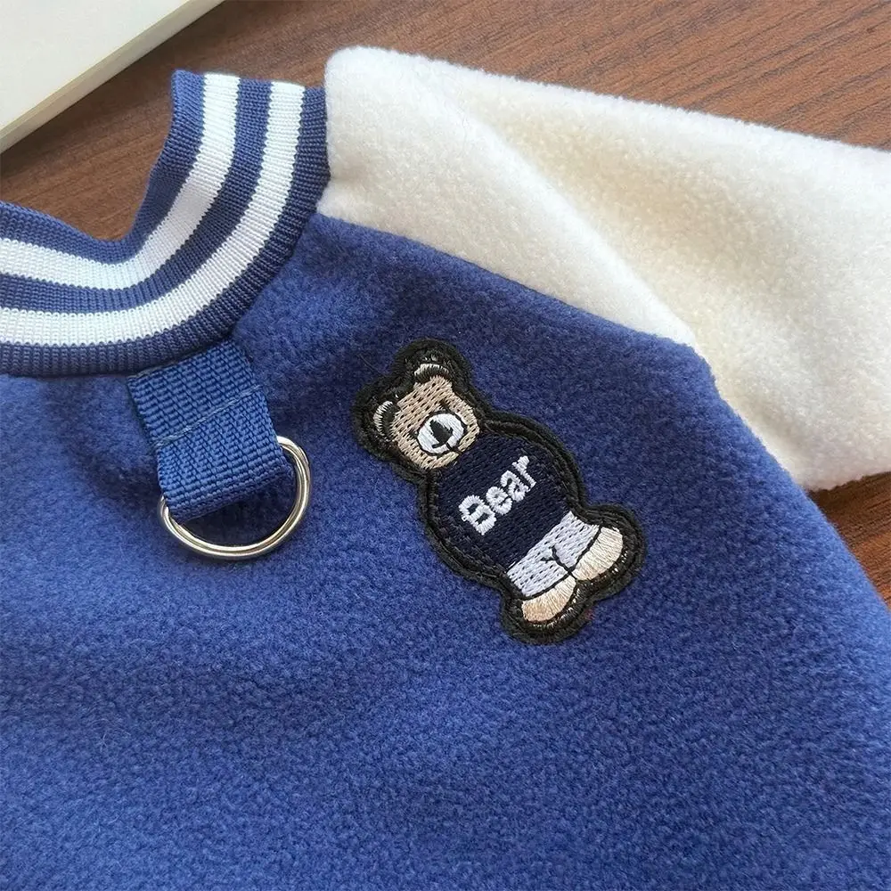 Modische Herbst-Winter-Hundekleidung, winddichter Fleece-Welpenmantel mit Ring, verdickte Haustierkleidung für Katzen – Detail 4