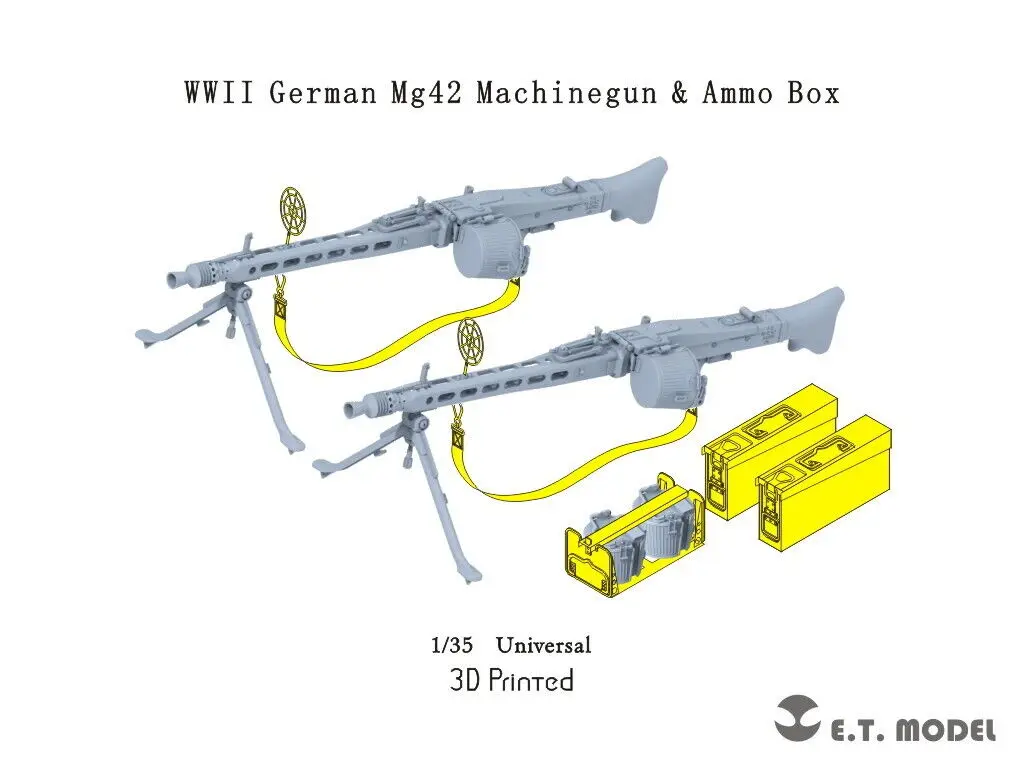 

ETmodel P35-217 1:35 WWII German Mg42 Machinegun & Ammo Box 3D Printed