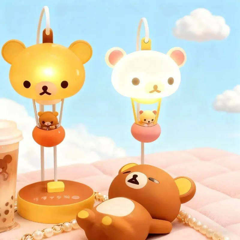 New Kawaii Rilakkumas Night Light Cartoon Balloon Lamp Warm Light Bedroom Bedside Desktop Table Lamp Room Decor Girl XMAS Gift
