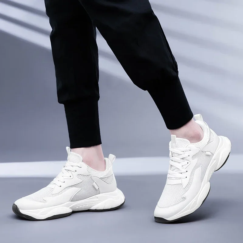 Men height increase shoes men fashion sneakers elevator shoes casual comfortable white black sport shoes insole 6cm taller shoes