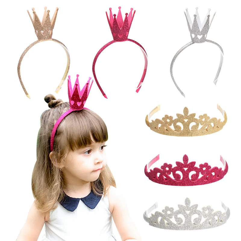 Kids Glitter Scrunchie 3D Crown Scrunchie for Girls Sparkling Festival Princess Hair Sticks Girls Headwear Kids Hair Accessories