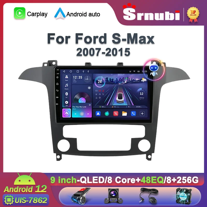 

Srnubi Android 12 автомобильное радио для Ford S Max 2007 - 2015 мультимедийный видеоплеер 2Din 4G WIFI GPS навигация Carplay головное устройство