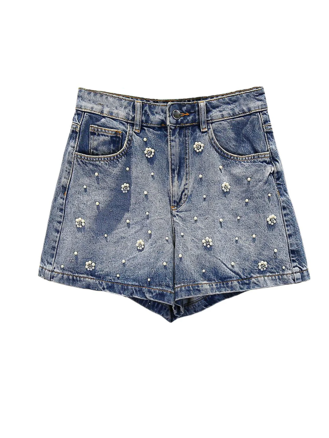 Taille haute polaire Denim orts M maison huile du sud haut de gamme femmes été conception Unique Sensation décontracté paillettes lumineuses
