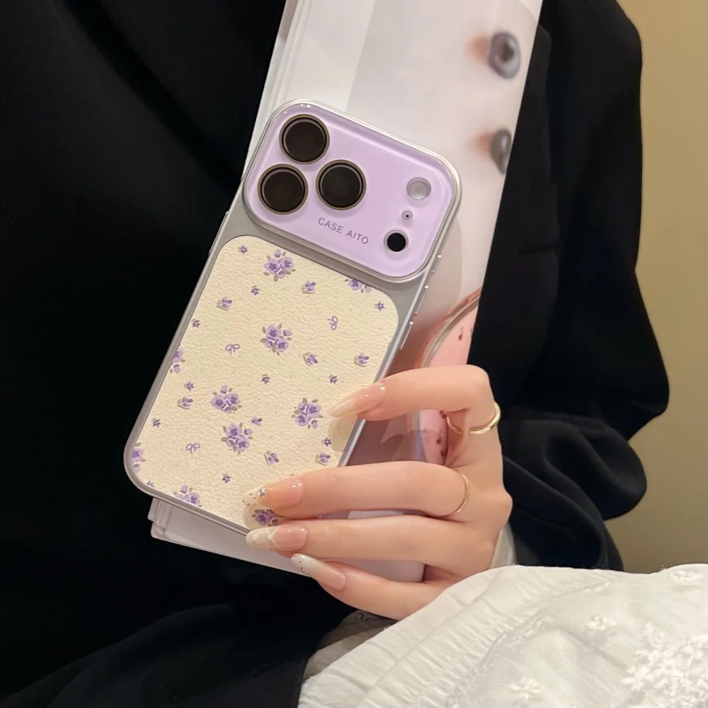 Minimalist Flower Large Window Phone Case For iPhone 17 Pro Max 16 15 14 Pro Max 13 Comes with a lens cover Shockproof Cover