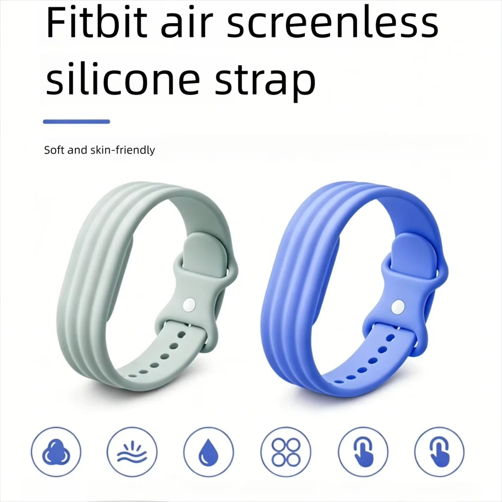 Silikonarmband, kompatibel mit Google Fitbit Air Screenless Activity Tracker, weiches, perforiertes Ersatzarmband, verstellbares Armband