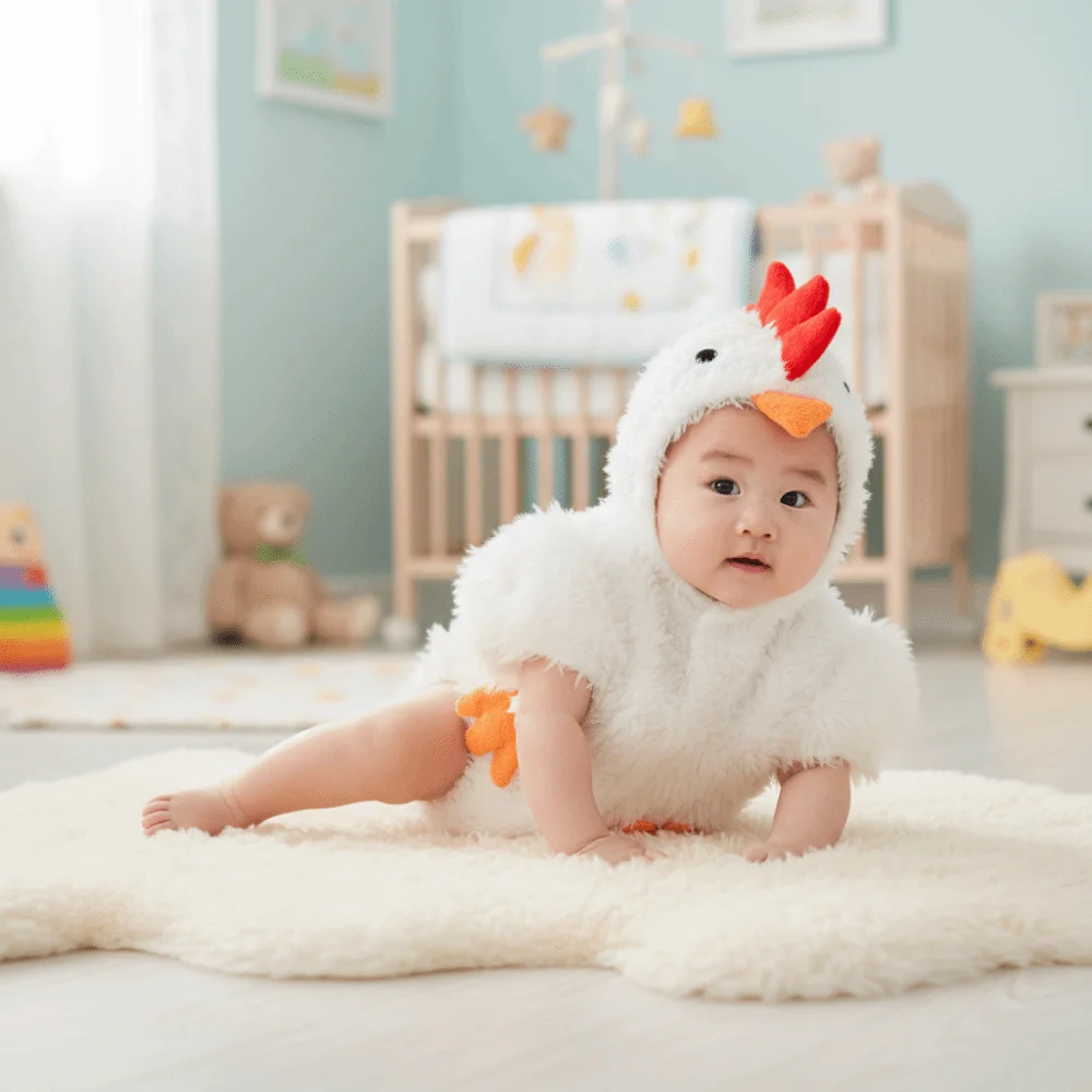 

Creative Chicken Baby Photography Suit Furry Romper Cute Design Infant Studioshoot Outfits Bodysuit Hat Set Unisex Animals