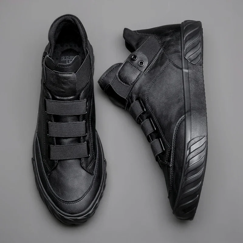 New Men's Leather Shoes Korean Trend Comfortable Loafer Men Shoes British Fashion Men High Top Sneakers