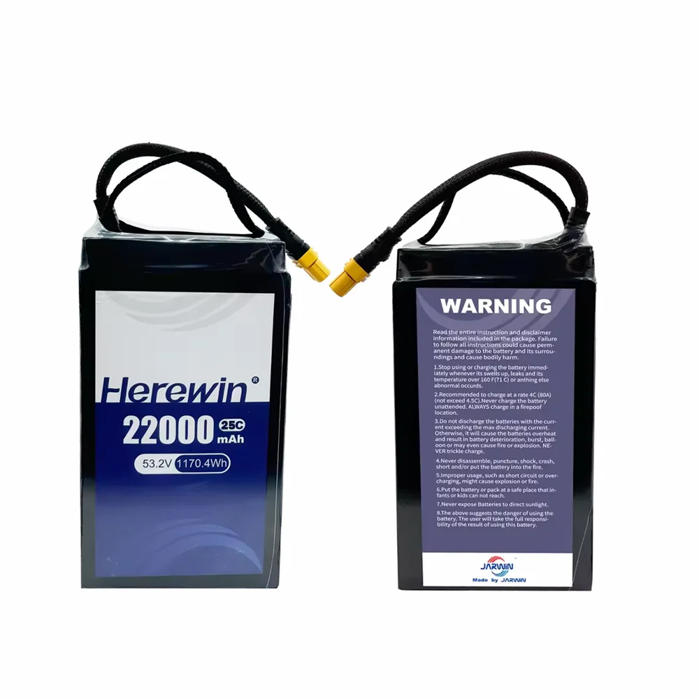 Herewin 14S1P 53.2V 25C 22000mAh Semi-solid-drone battery for Lifting UAVs transportation, survey agriculture Drones