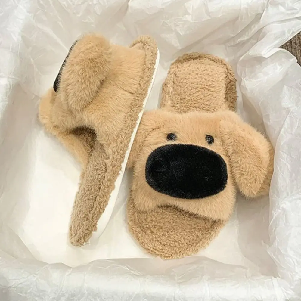 عارضة آذان طويلة الكلب النعال لينة رشاقته الدافئة الكرتون فروي النعال لطيف المضادة للانزلاق المنزل أحذية قطنية الهدايا #4