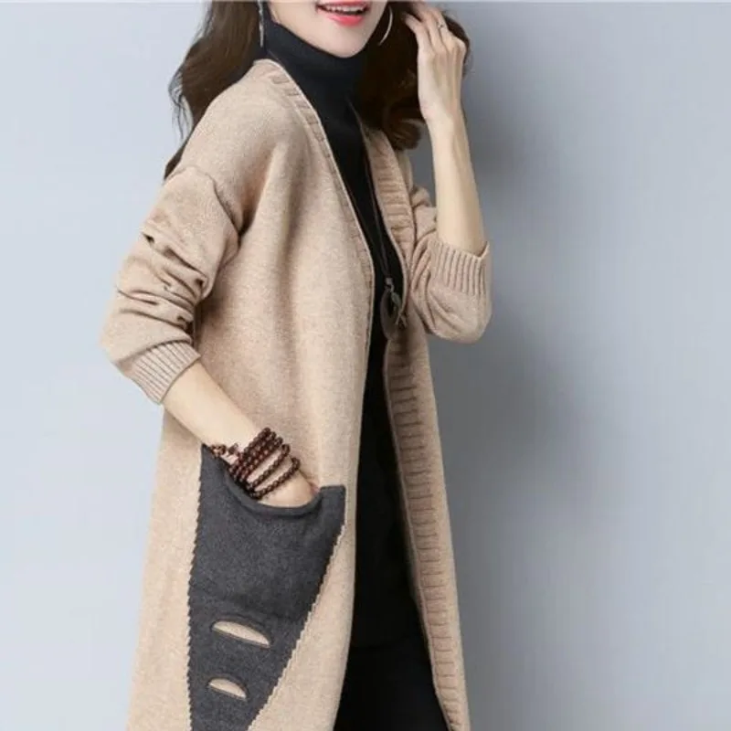 Women\'s Autumn and Winter Korean Long sleeved V-neck Cardigan Fashion Casual Loose Elegant Comfortable Versatile Commuter Tops