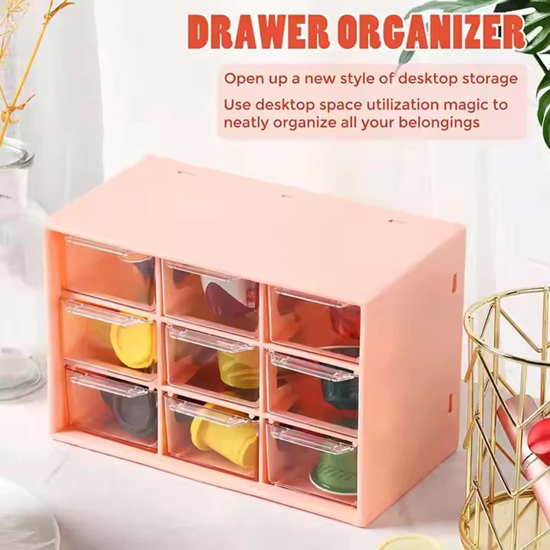 3 Layer 9 Grids Plastic Jewelry Storage Box W/ Clear Drawer Small Trinket Organizer for Earring Necklace Ring Beads Mini Crafts