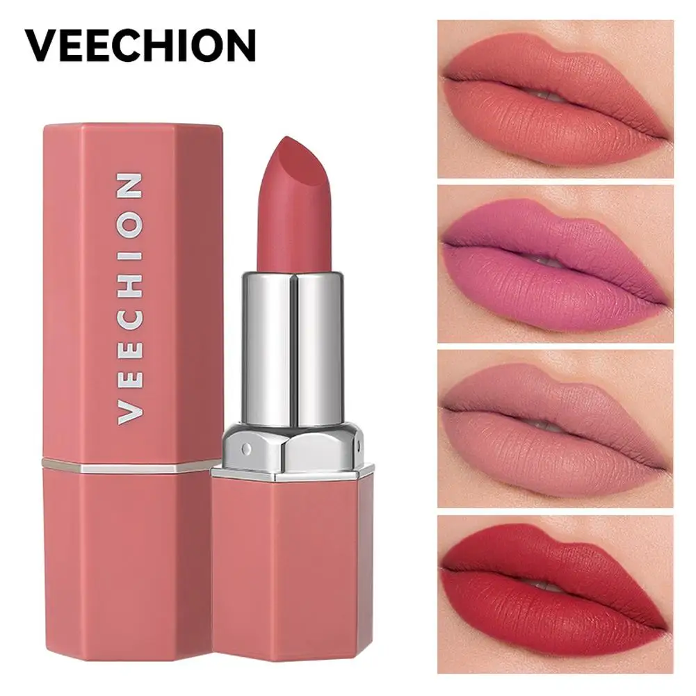 Lápiz labial mate Hexagonal, bálsamo labial hidratante de larga duración de 6 colores, taza antiadherente resistente al agua, lápiz labial altamente pigmentado