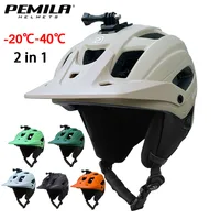 PEMILA-casco de ciclismo 2 en 1, casco de bicicleta de montaña para las cuatro estaciones, gorra de seguridad para ciclismo, protección para los oídos extraíble para carreras