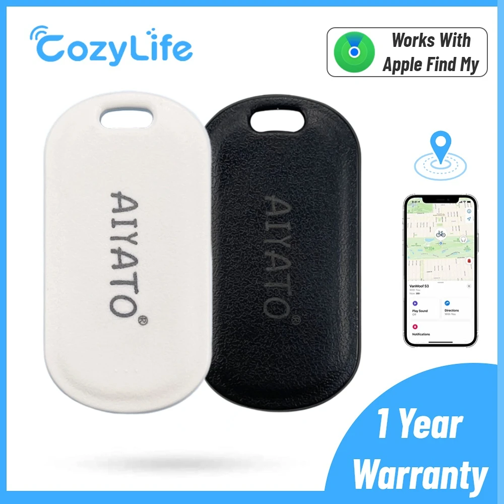 AIYATO Bluetooth GPS Locator Works With Apple Find My APP,Smart Tracker Anti-lost Device Mini Finder Global Positioning