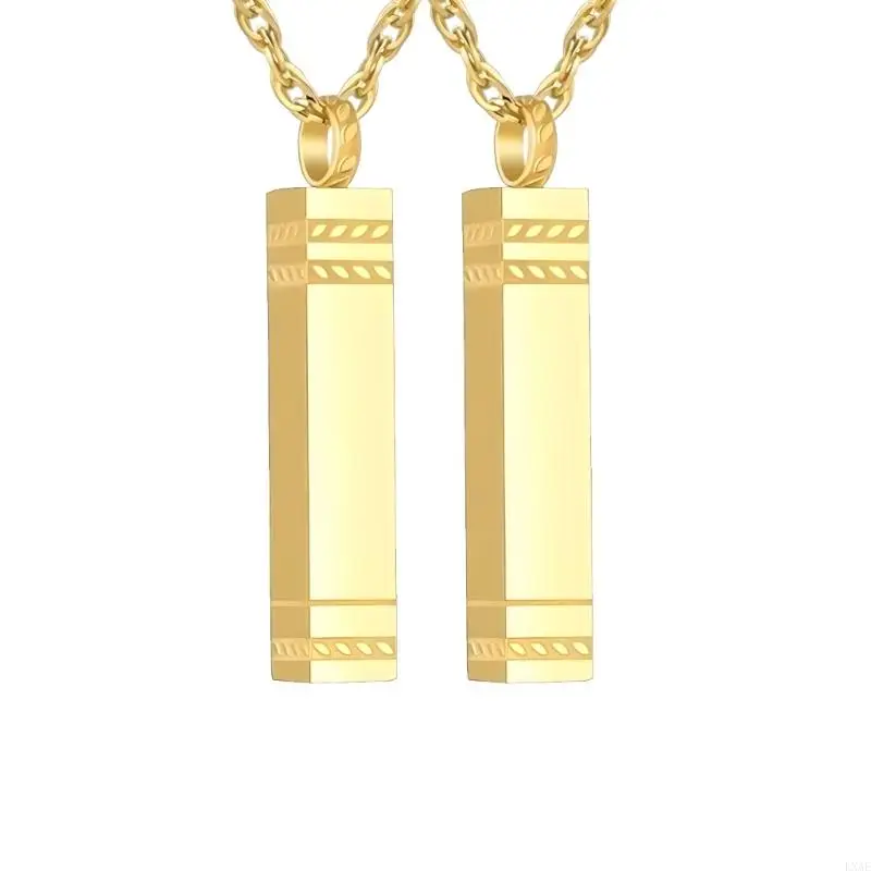  2 Pack Memorial Jewelry Stainless Steel Ashes Necklace Engravable Square Pendant