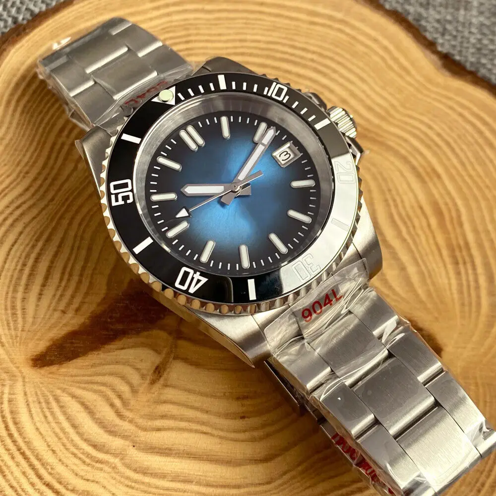 40MM Diving Tandorio  Black Blue Dial NH35A PT5000 Automatic  steel solid  oyster Men Watches