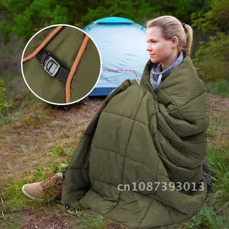 キャンプダウンブランケットソフト軍事防水ポンチョライナーキルトハイキング旅行アクセサリーパッドマット屋外睡眠超軽量
