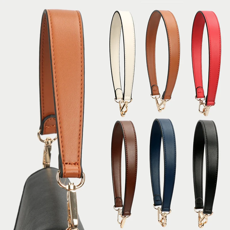 49/58cm Genuine Leather Bag Strap Short Handbag Strap DIY Handles For Women\'s Bags With Golden Buckle Wide Strap For Bag New