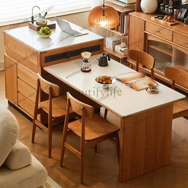 FG Nordic Wooden Dining Tables Rock Plate Fashion Kitchen Restaurant Design Dining Tables Indoors Home Furniture Mesa Comedor Ls