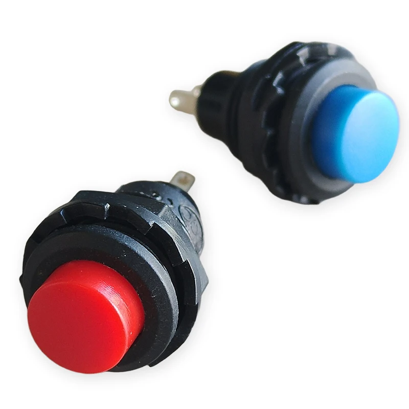 10 Stück Schwarzer R13-502 Runder Selbstrückstellender Druckschalter ohne Verriegelung 12mm 1,5A 250V/3A 125V Kunststoff-Druckschalter – Detail 4