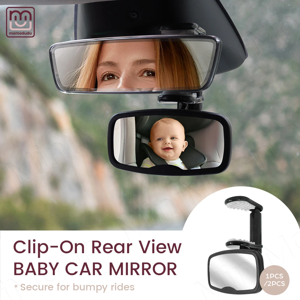 Easy-Clip Forward Facing Baby Car Mirror, Certified Shatterproof for Newborn and Toddler Safety Monitoring