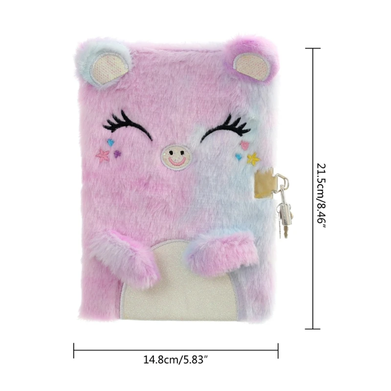 Cartoon Plush Secret with Lock and Keys, Kids Journal Notebook Daily for Writing Drawing Daily Journaling