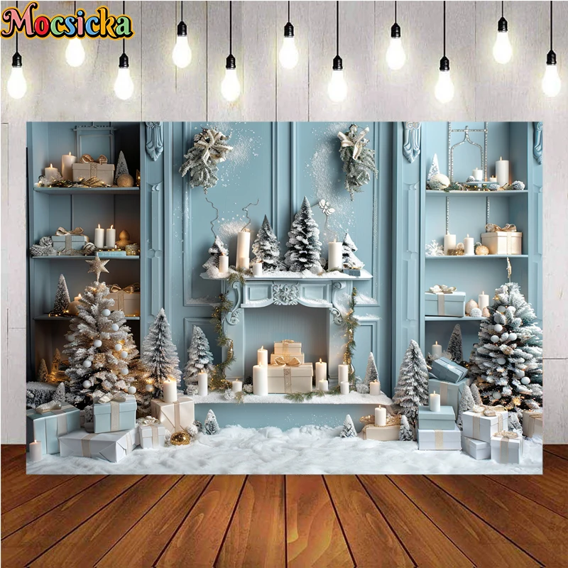 Mocsicka Winter Christmas Photography Background Gorgeous Xmas Tree Cake Holiday Party Family Portrait Photo Backdrops Studio