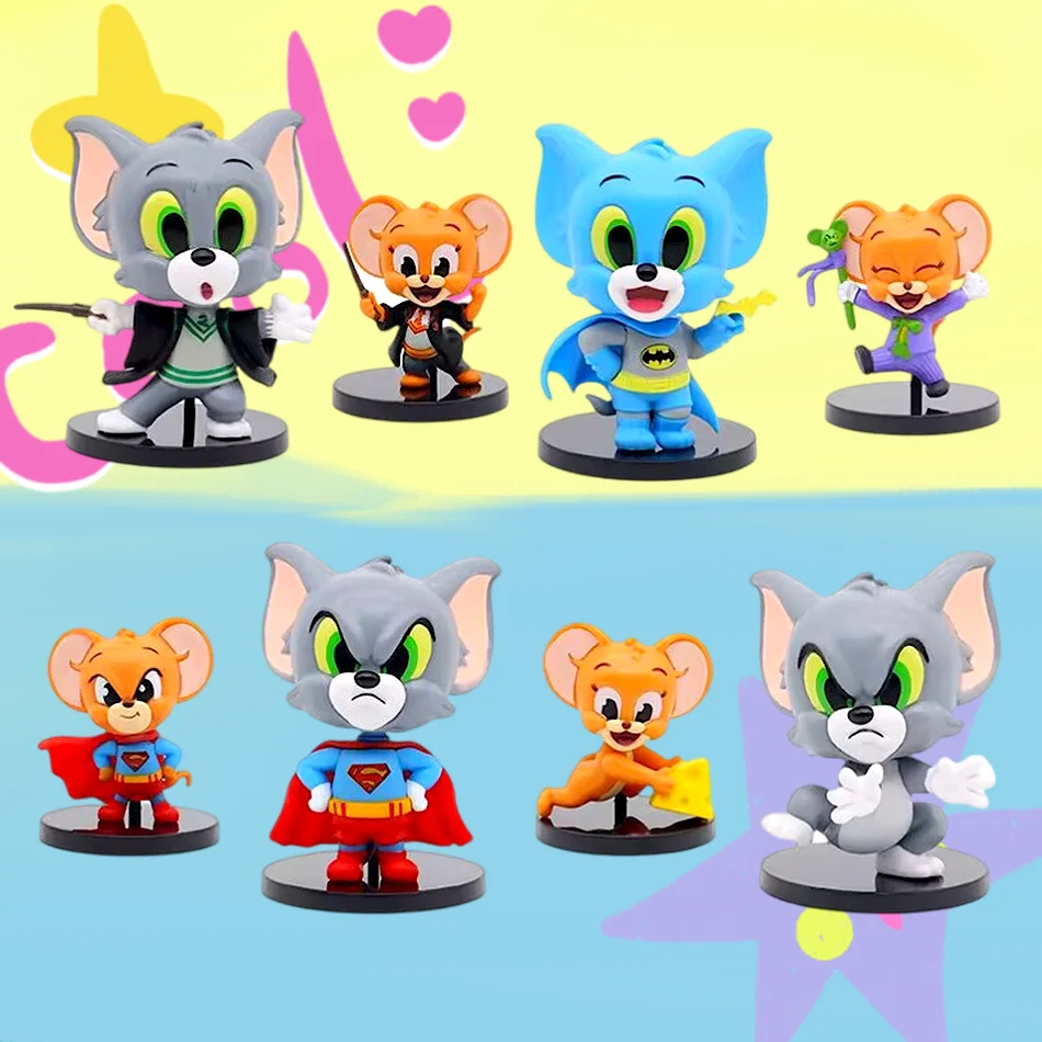 Toms y Jerrys figuras de acción de Anime, juguetes modelo de ratón de gato de dibujos animados clásicos, lindos adornos de escritorio, juguete coleccionable, regalo para niños