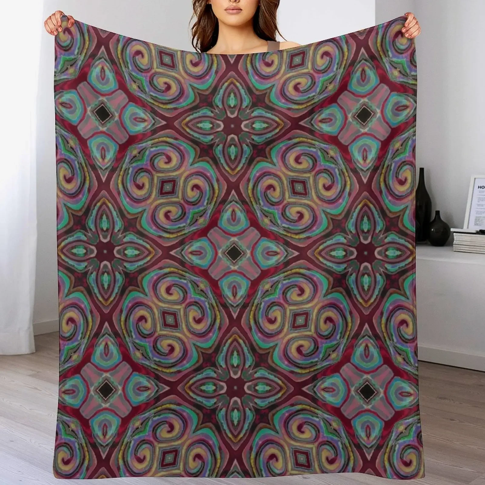 

Burgandy four patch Throw Blanket Kid'S cosplay anime Designers valentine gift ideas Blankets