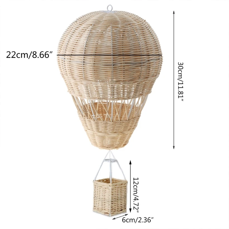 Hand-woven Rattan Hot Air Balloon Photography Prop Wall Hanging Home Decor Hot Air Balloon Shaped Crafts for Shop DropShipping