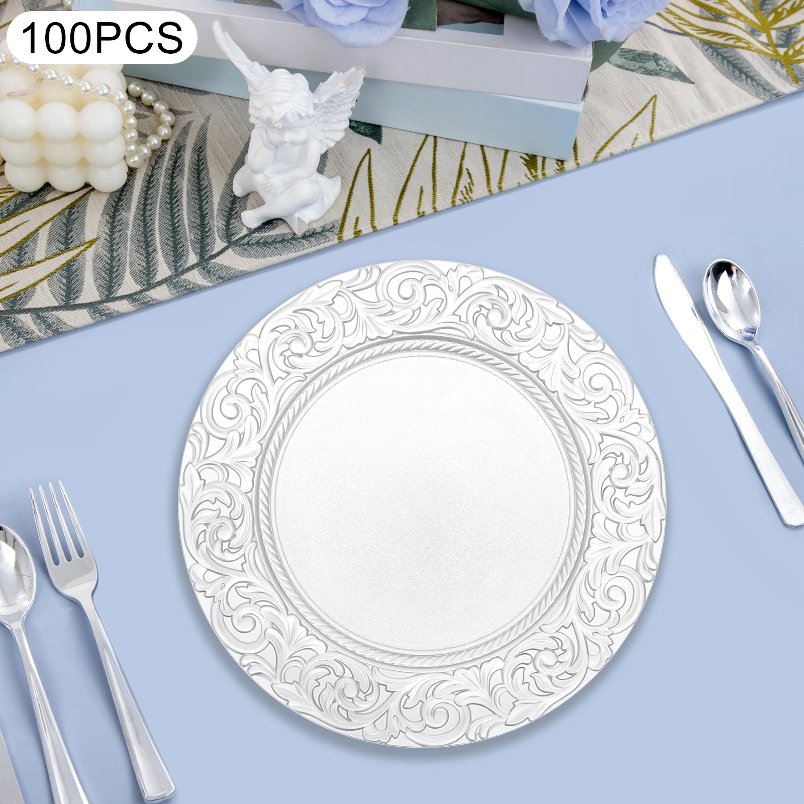 

100 Pieces of 2.99 * 0.79 Inch Circular Dining Plate Set, Reusable Pp Material Tableware for Hotels, Families, And Gatherings