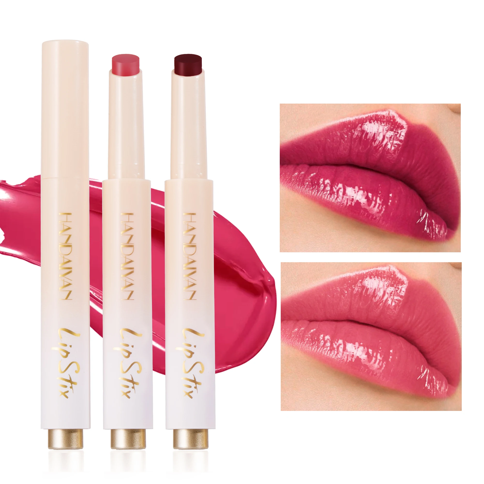 HANDAIYAN 8-color press lipstick waterproof easy to color long-lasting moisturizing women's makeup gift High Pigment Lip Gloss