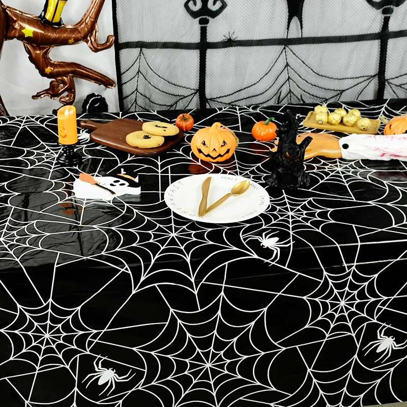 Tovaglia da tavolo ragnatela di Halloween tovaglie da pranzo antimacchia decorazione per feste di Halloween forniture per tavoli atmosfera per la