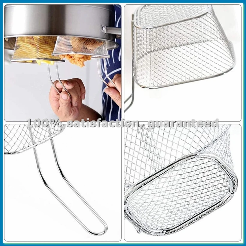Mini Fry Baskets, Mesh Wire French Fries Chip Basket Net, Food Presentation Baskets French Fry Holder for Kitchen D-A79M