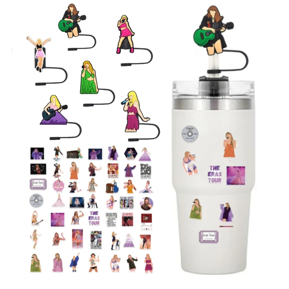 タンブラーカップトッパー、ウォーターボトルステッカー、ストローカバー、ドリブの名前プレート、蓋の段ボールカップ用、40オンスのアクセサリー