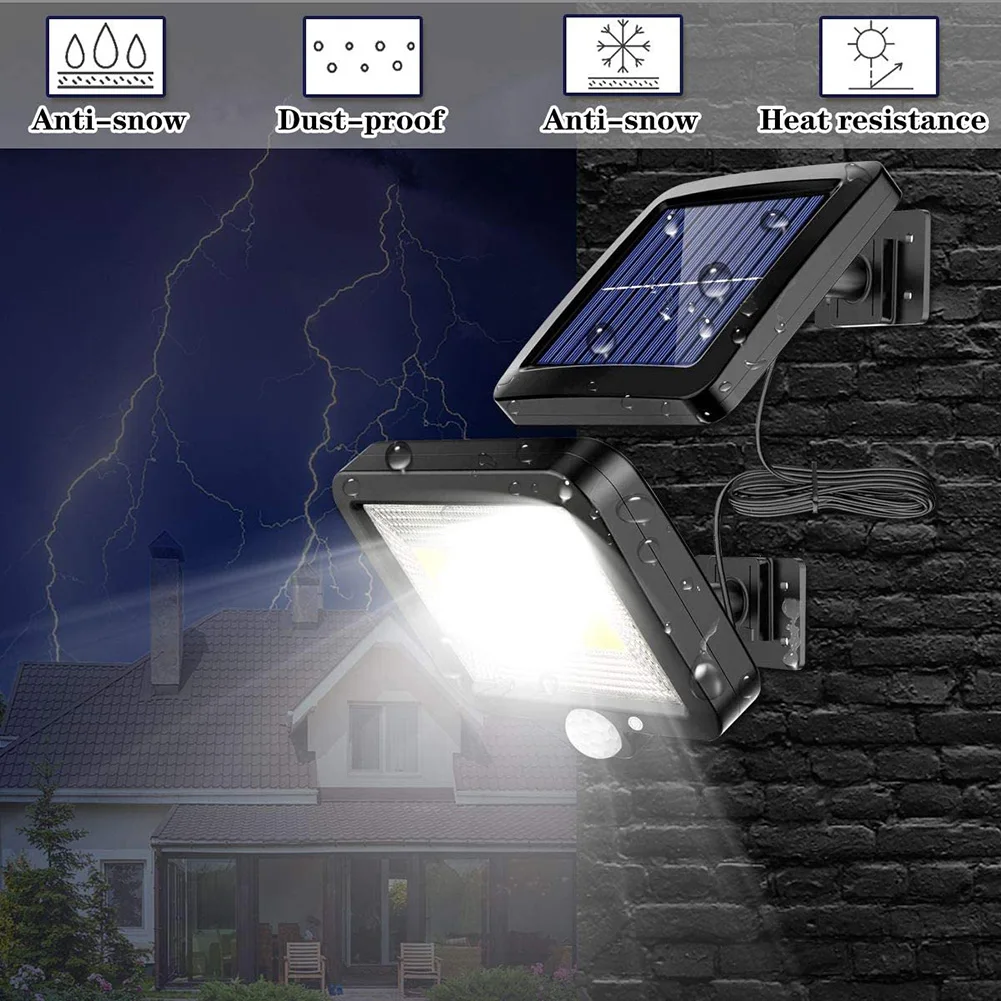 LED Solar Wall Light Waterproof PIR Motion Sensor Lamps 3 Mode Outdoor Pathway Yard Garden Security Lighting for Decor