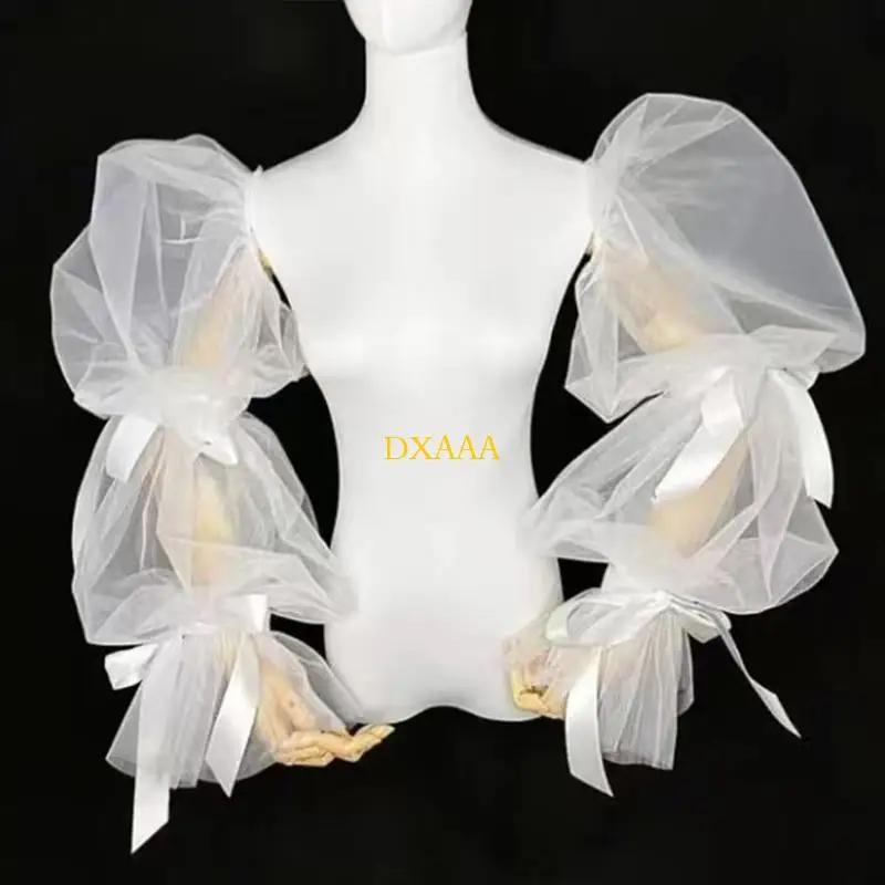 DXAA Women Detachable Arm Cover False Sleeves Oversized Tulle Decorative Sheer