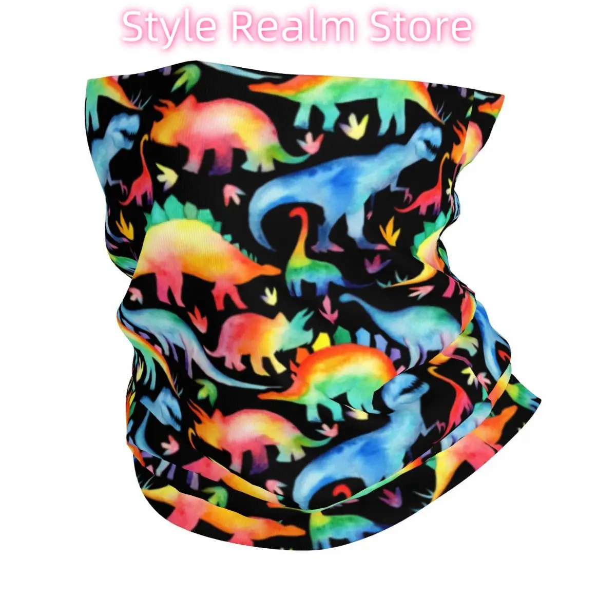 

Радужный бандана с динозавром, теплый шарф для женщин и мужчин, зимний походный лыжный шарф, гетры с мультяшным животным узором, чехол для лица