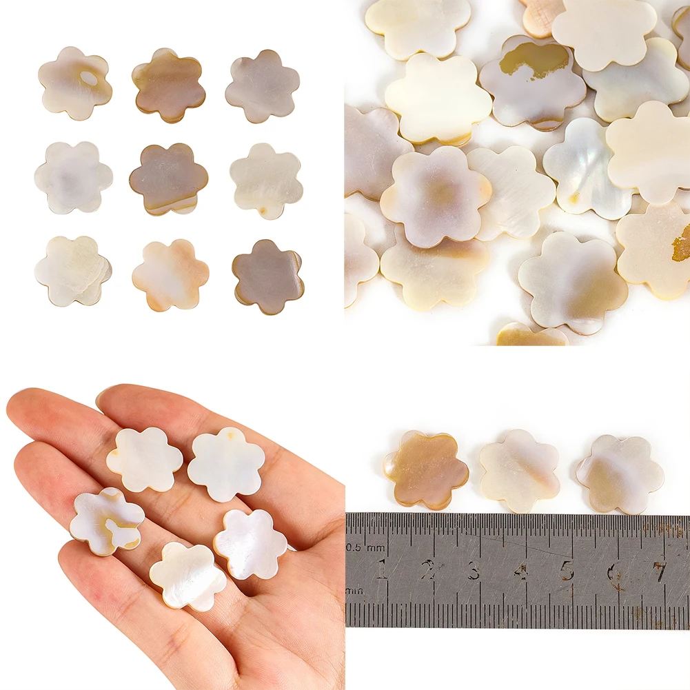 Natural Mother of pearl Flower Patches Flat White Shell Slices for DIY Jewelry Making Earrings Craft Supplies and Handmade Gifts