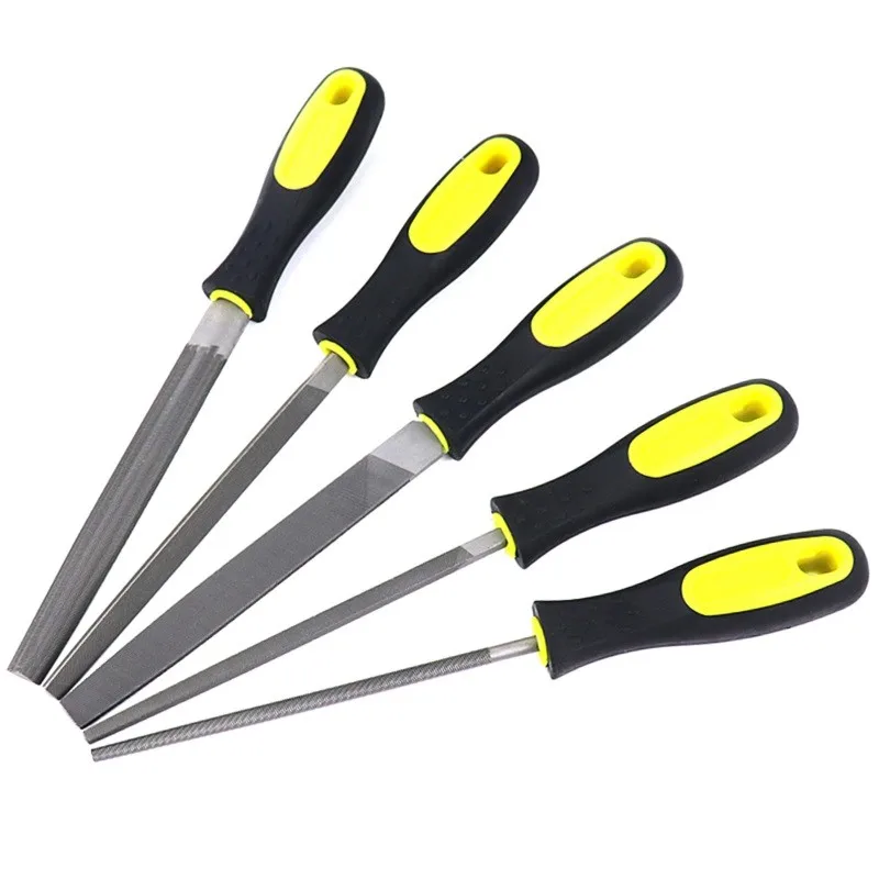 Multi Shape Alloy Steel File Set 6 Inch Tools for Woodcrafting Featuring Medium Toothed Styles in Flat and Rounded Designs