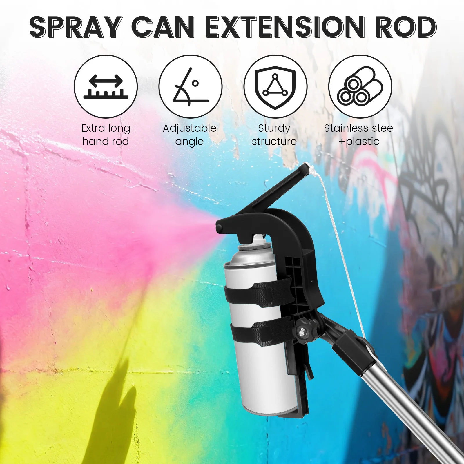 1Set Spray Can Extender Adjustable Sprayer Bracket Adaptor Spray with 12 Feet Extension Pole Aerosol Can Extension for Household image 6