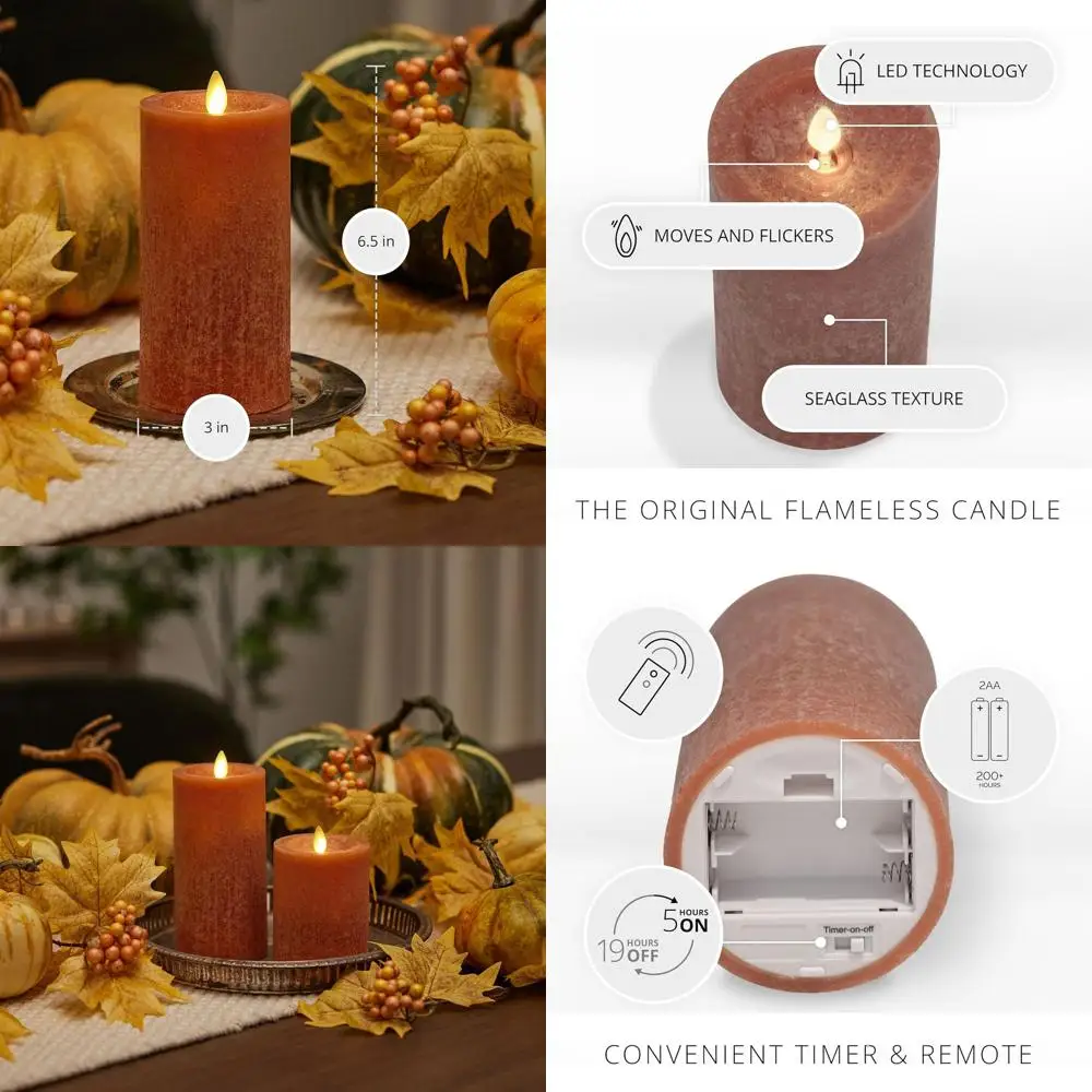 

Светодиодная свеча-столбик на батарейках с таймером, 3 x 6,5 см, из натурального воска, без запаха, для домашнего декора