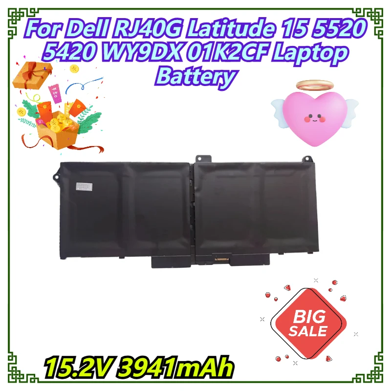 

15.2V 3941mAh For Dell RJ40G Latitude 15 5520 5420 WY9DX 01K2CF Laptop Battery