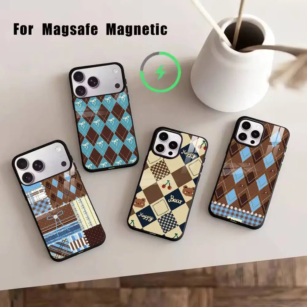Vintage geometric design  Phone Case For iPhone17,16,15,14,13,12,11 Plus,Pro Magnetic with Magsafe Wireless Charging