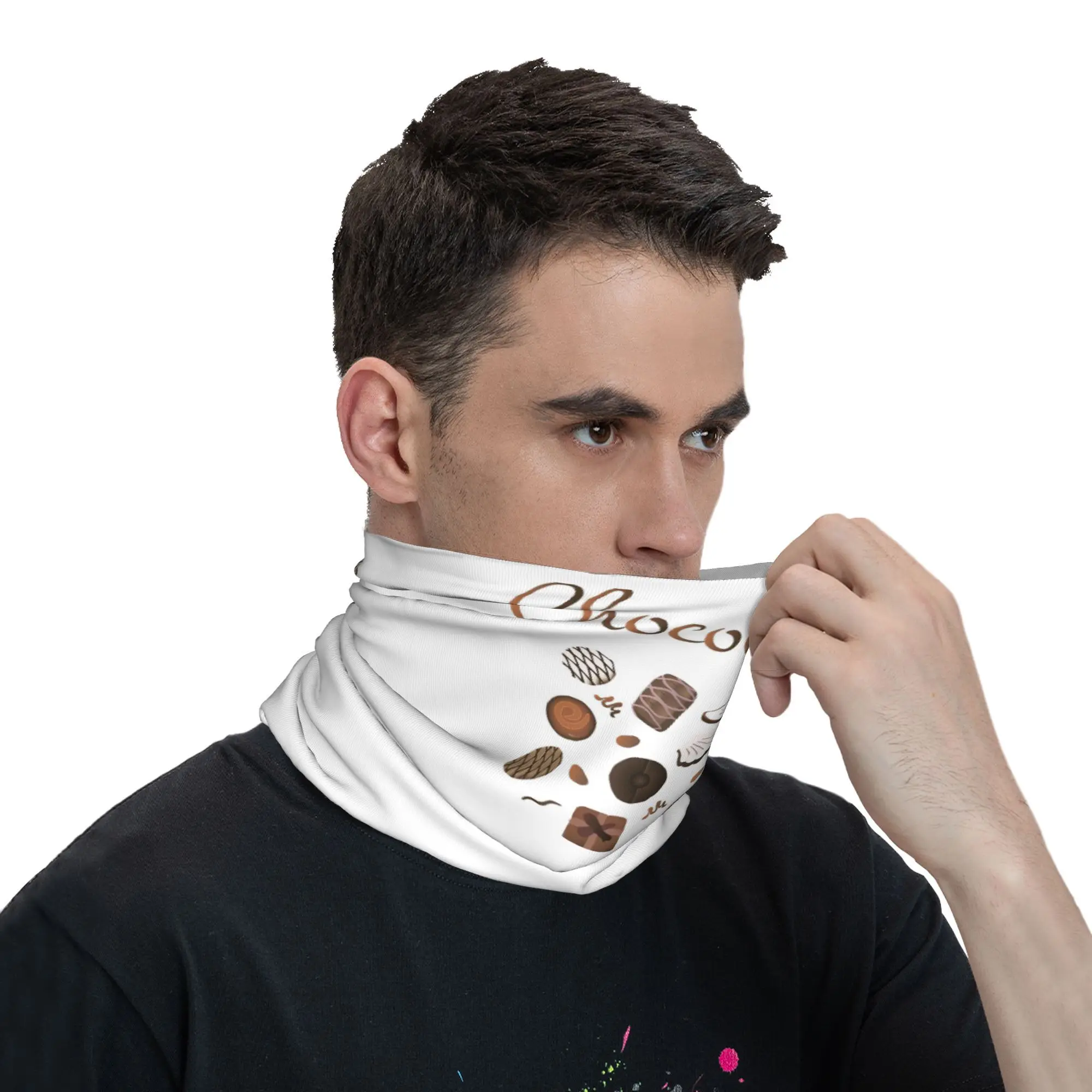 Chocolatier Chocolade Snoepjes Bandana Hals Cover Gedrukt Masker Sjaal Warme Bivakmuts Hardlopen Voor Mannen Vrouwen Volwassen Wasbaar