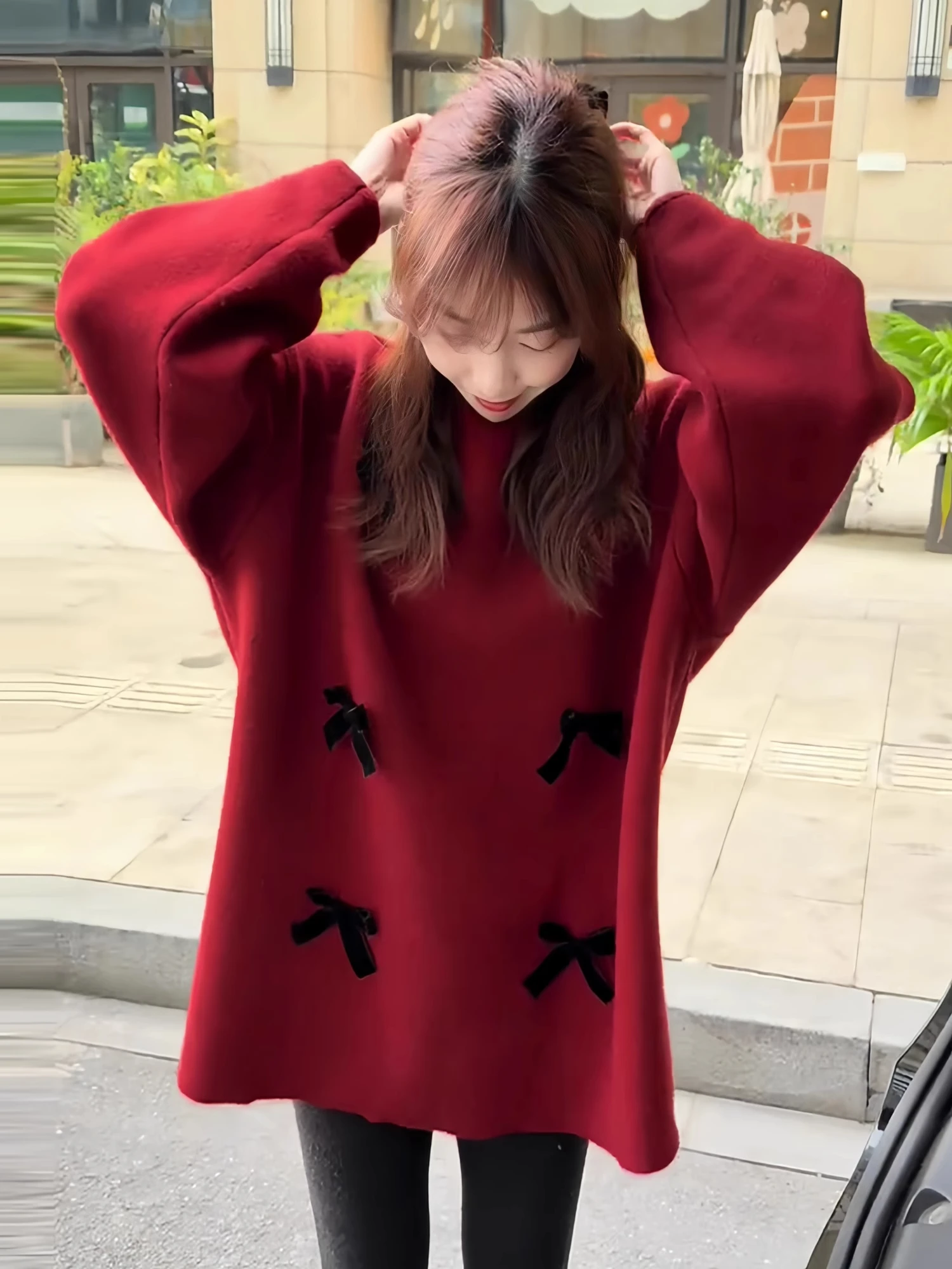 Suéter Rojo de Punto para Mujer, Capa Base, Estilo Casual, Invierno, Año Nuevo, Moderno, Cálido, ueso, Manga Larga, Cuello ...